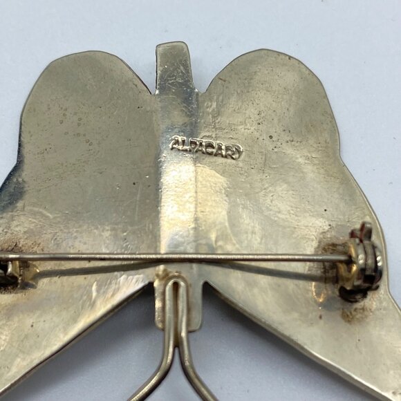 Vtg Sterling Silver Abalone Butterfly Brooch Signed Alpacha Shell Inlay Mexico - Picture 8 of 12